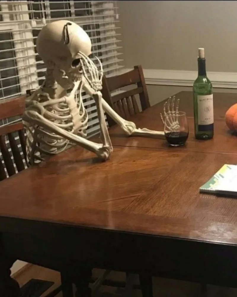 skeleton waiting meme