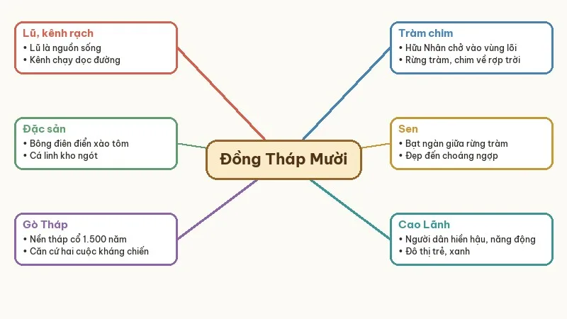 sơ đồ tóm tắt đồng tháp mười mùa nước nổi