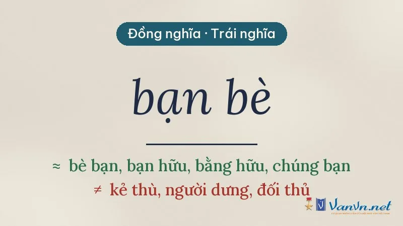 từ đồng nghĩa, trái nghĩa với bạn bè