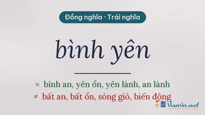 từ đồng nghĩa, trái nghĩa với bình yên