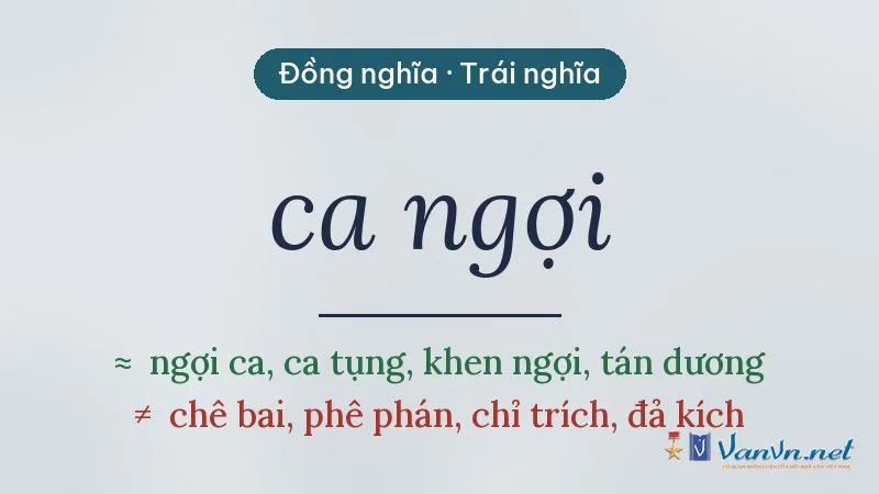 từ đồng nghĩa, trái nghĩa với ca ngợi