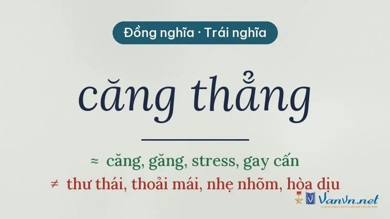 từ đồng nghĩa, trái nghĩa với căng thẳng