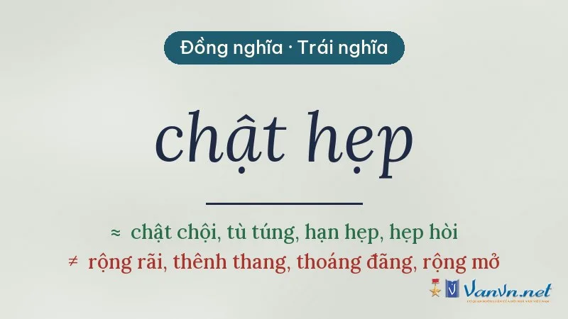từ đồng nghĩa, trái nghĩa với chật hẹp
