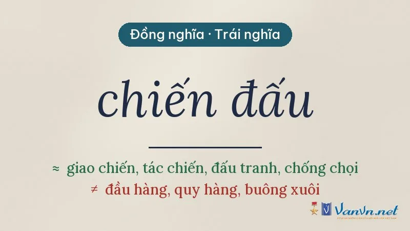 từ đồng nghĩa, trái nghĩa với chiến đấu