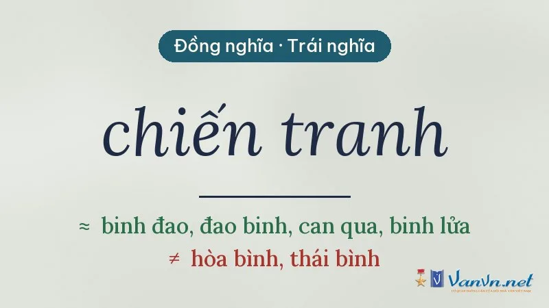 từ đồng nghĩa, trái nghĩa với chiến tranh