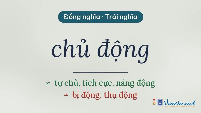 từ đồng nghĩa, trái nghĩa với chủ động