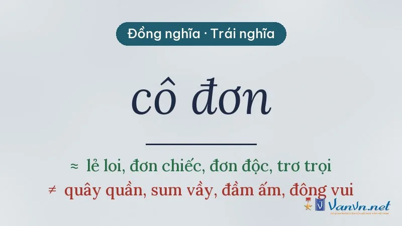 từ đồng nghĩa, trái nghĩa với cô đơn