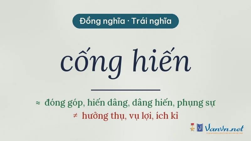 từ đồng nghĩa, trái nghĩa với cống hiến