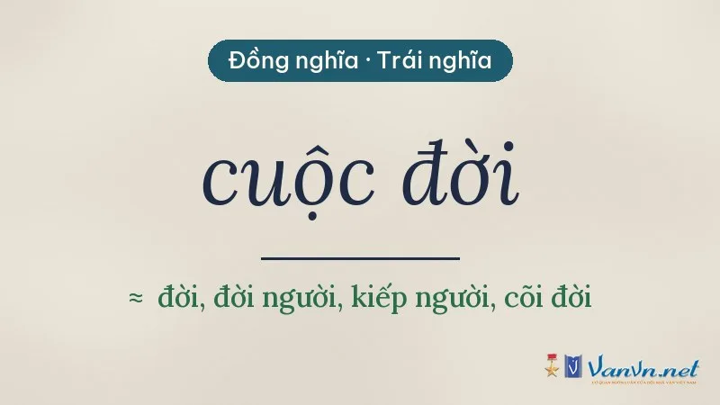 từ đồng nghĩa, trái nghĩa với cuộc đời