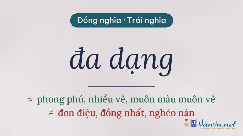 từ đồng nghĩa, trái nghĩa với đa dạng