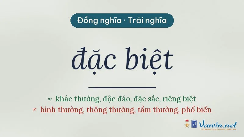 từ đồng nghĩa, trái nghĩa với đặc biệt