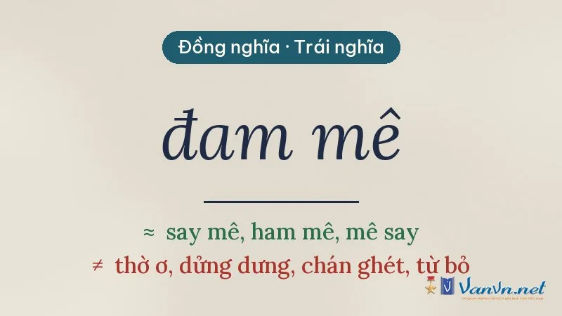từ đồng nghĩa, trái nghĩa với đam mê