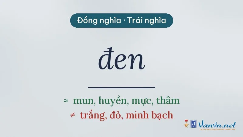 từ đồng nghĩa, trái nghĩa với đen