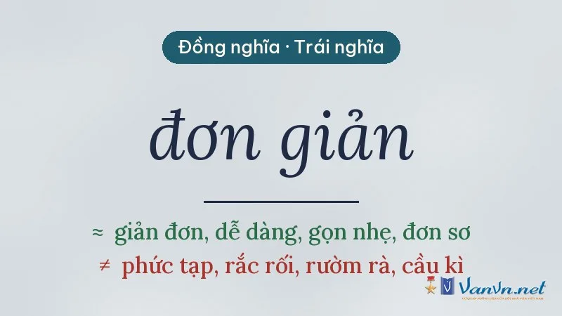 từ đồng nghĩa, trái nghĩa với đơn giản