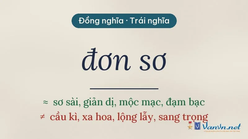 từ đồng nghĩa, trái nghĩa với đơn sơ