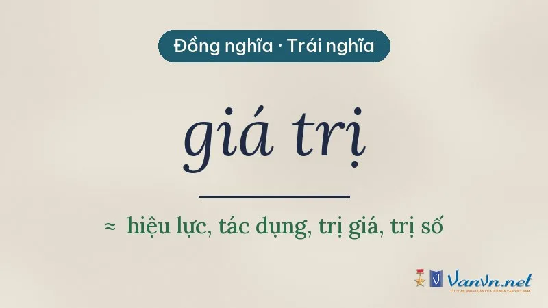 từ đồng nghĩa, trái nghĩa với giá trị