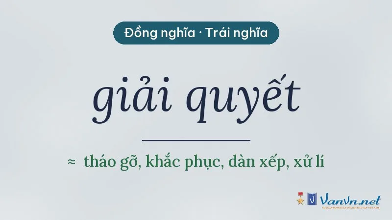 từ đồng nghĩa, trái nghĩa với giải quyết