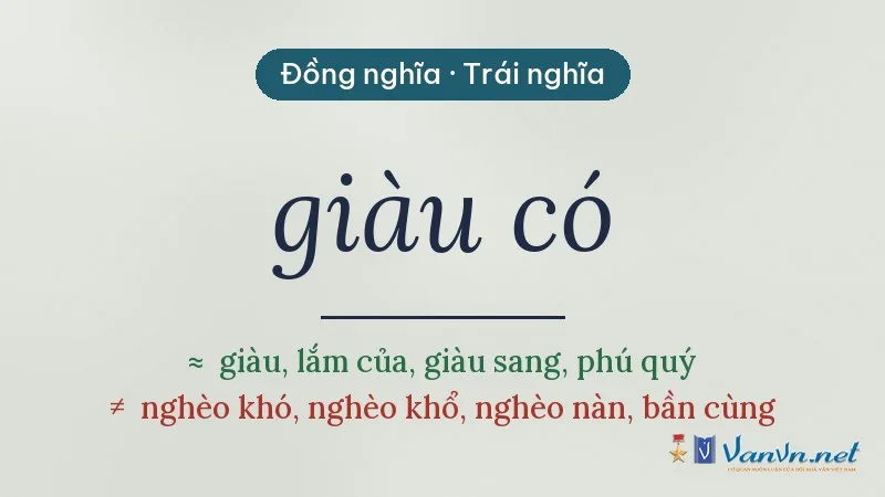 từ đồng nghĩa, trái nghĩa với giàu có
