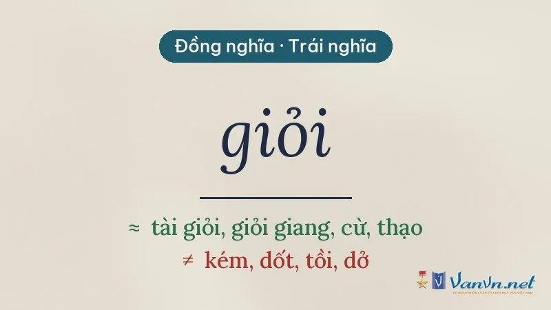 từ đồng nghĩa, trái nghĩa với giỏi