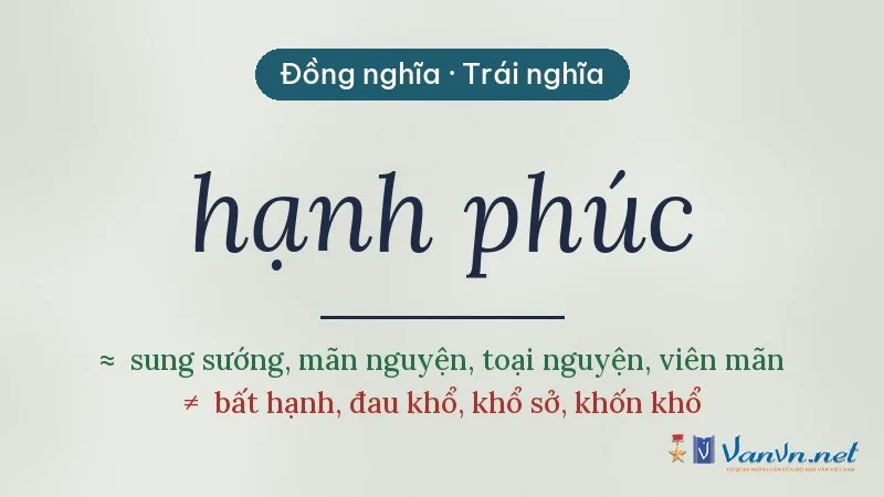 từ đồng nghĩa, trái nghĩa với hạnh phúc