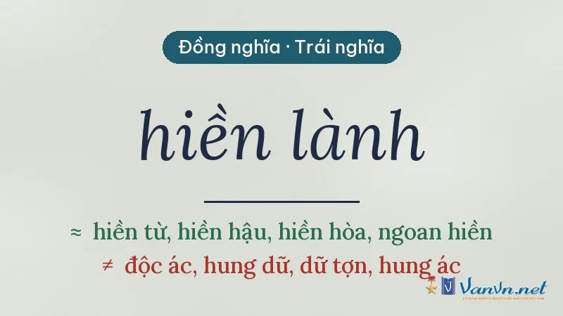 từ đồng nghĩa, trái nghĩa với hiền lành
