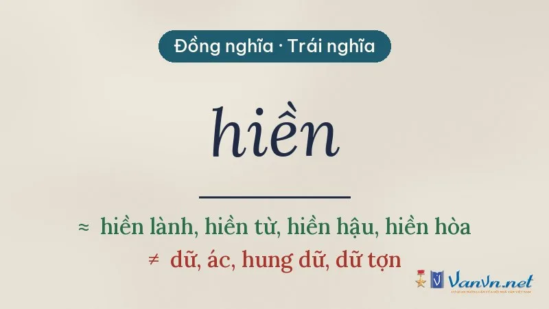 từ đồng nghĩa, trái nghĩa với hiền
