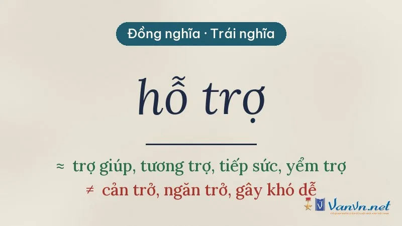 từ đồng nghĩa, trái nghĩa với hỗ trợ