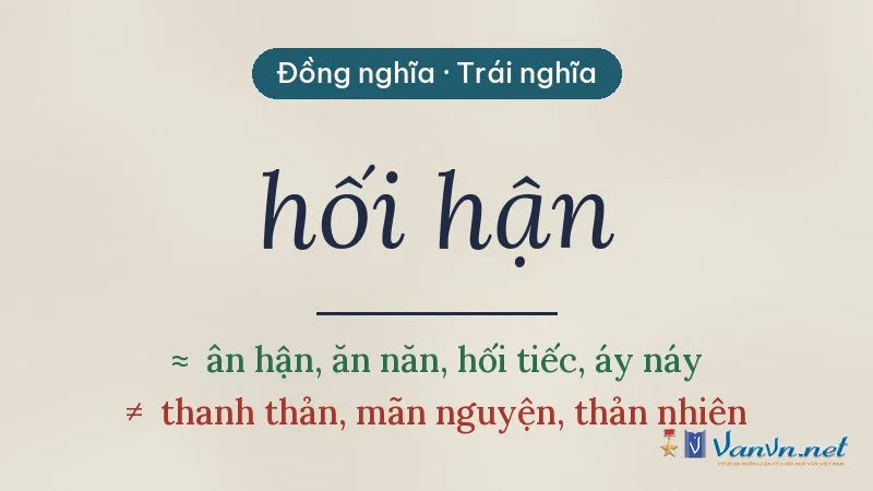 từ đồng nghĩa, trái nghĩa với hối hận