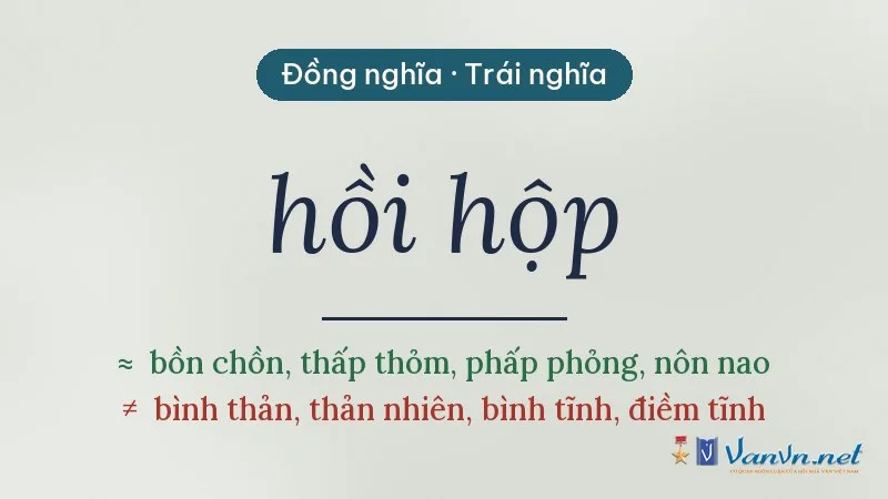 từ đồng nghĩa, trái nghĩa với hồi hộp
