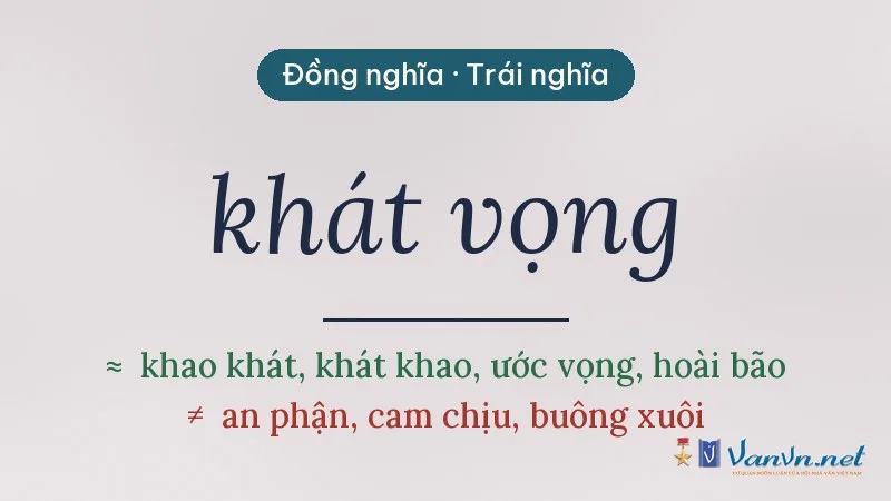 từ đồng nghĩa, trái nghĩa với khát vọng
