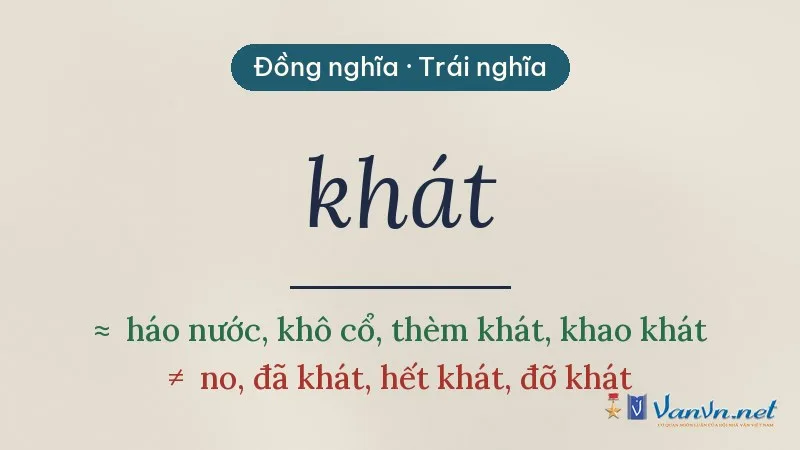 từ đồng nghĩa, trái nghĩa với khát
