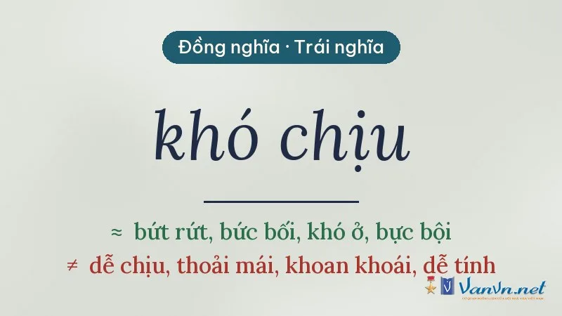 từ đồng nghĩa, trái nghĩa với khó chịu