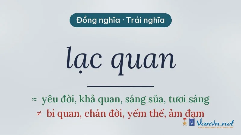 từ đồng nghĩa, trái nghĩa với lạc quan