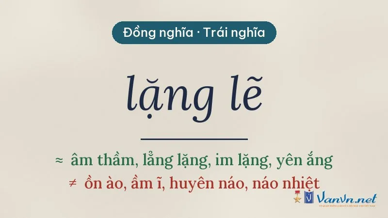 từ đồng nghĩa, trái nghĩa với lặng lẽ