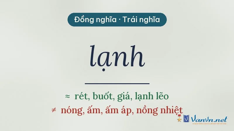 từ đồng nghĩa, trái nghĩa với lạnh