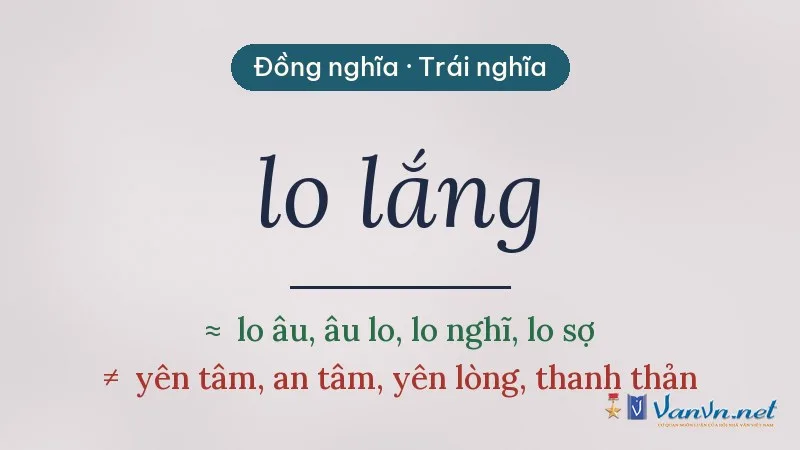 từ đồng nghĩa, trái nghĩa với lo lắng