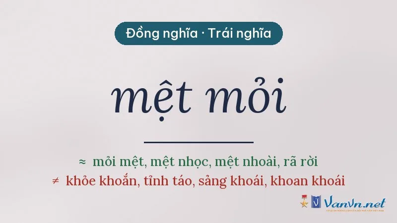 từ đồng nghĩa, trái nghĩa với mệt mỏi