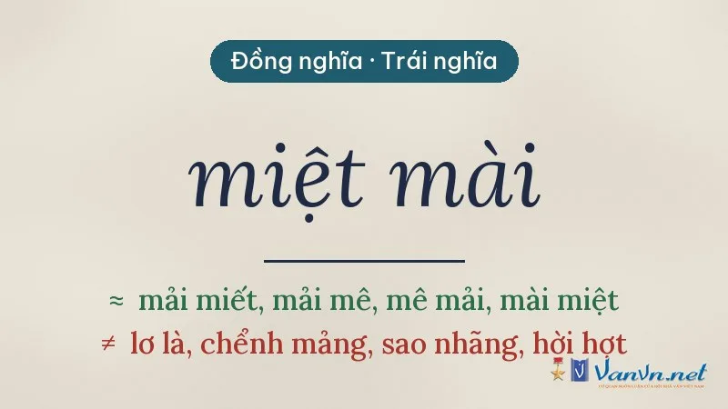 từ đồng nghĩa, trái nghĩa với miệt mài