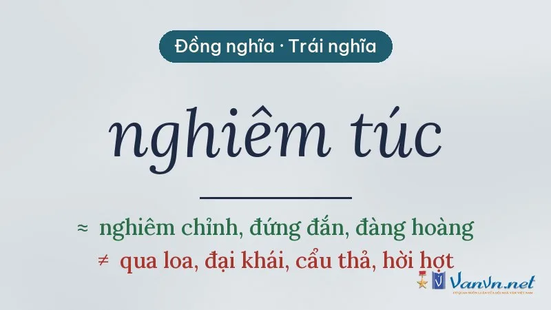 từ đồng nghĩa, trái nghĩa với nghiêm túc
