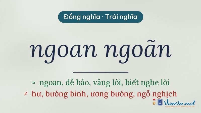 từ đồng nghĩa, trái nghĩa với ngoan ngoãn