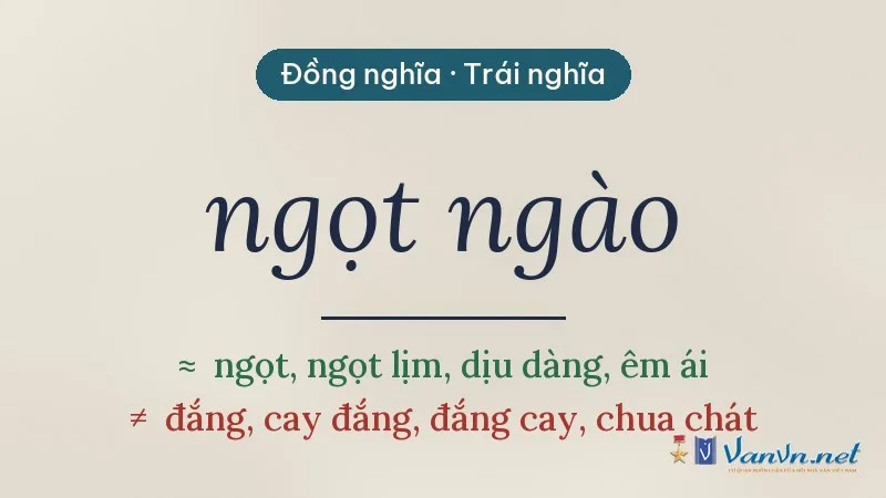 từ đồng nghĩa, trái nghĩa với ngọt ngào