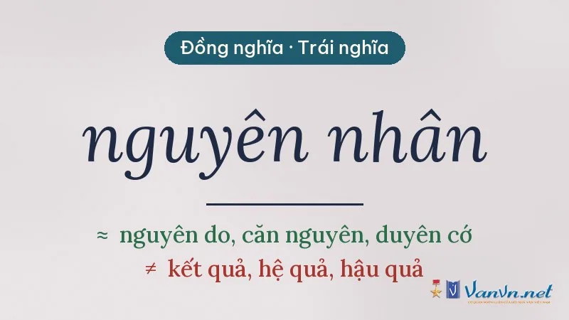 từ đồng nghĩa, trái nghĩa với nguyên nhân