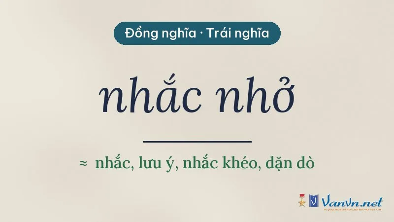 từ đồng nghĩa, trái nghĩa với nhắc nhở