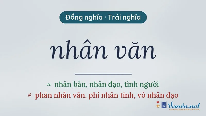 từ đồng nghĩa, trái nghĩa với nhân văn