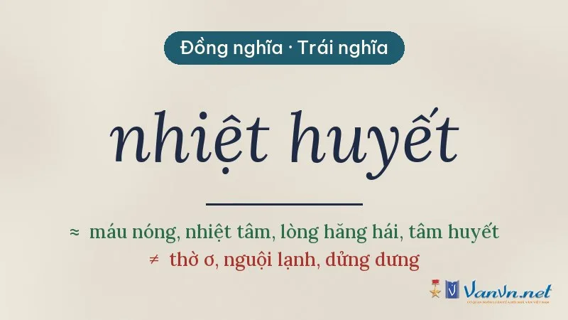 từ đồng nghĩa, trái nghĩa với nhiệt huyết