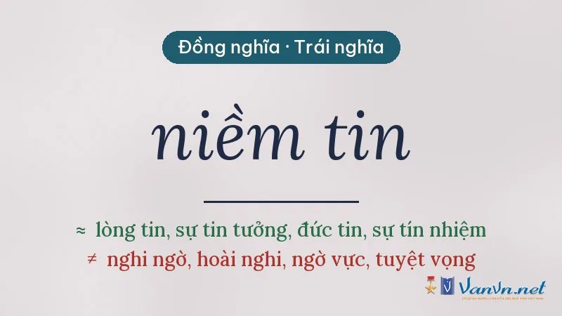 từ đồng nghĩa, trái nghĩa với niềm tin