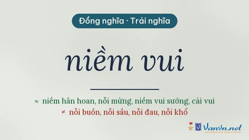 từ đồng nghĩa, trái nghĩa với niềm vui