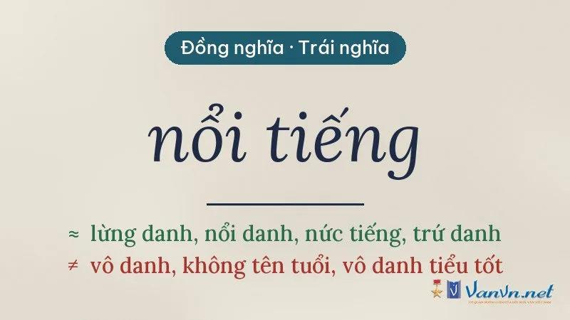 từ đồng nghĩa, trái nghĩa với nổi tiếng
