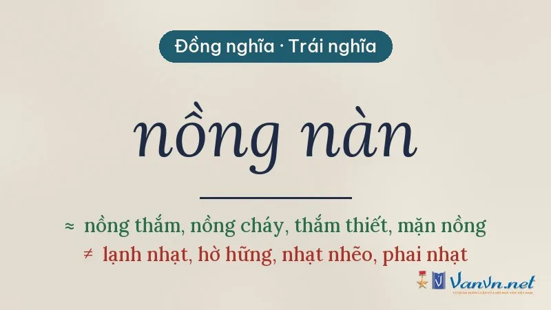 từ đồng nghĩa, trái nghĩa với nồng nàn
