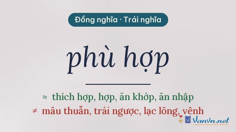 từ đồng nghĩa, trái nghĩa với phù hợp